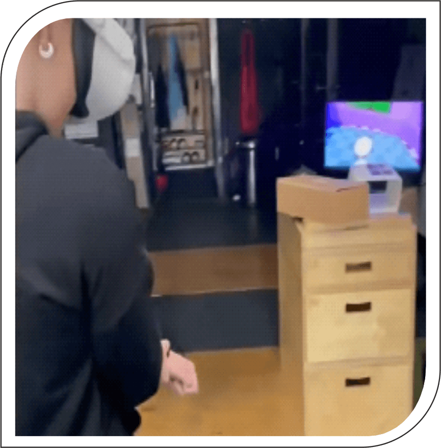 Skyla using VR headset during rehabilitation